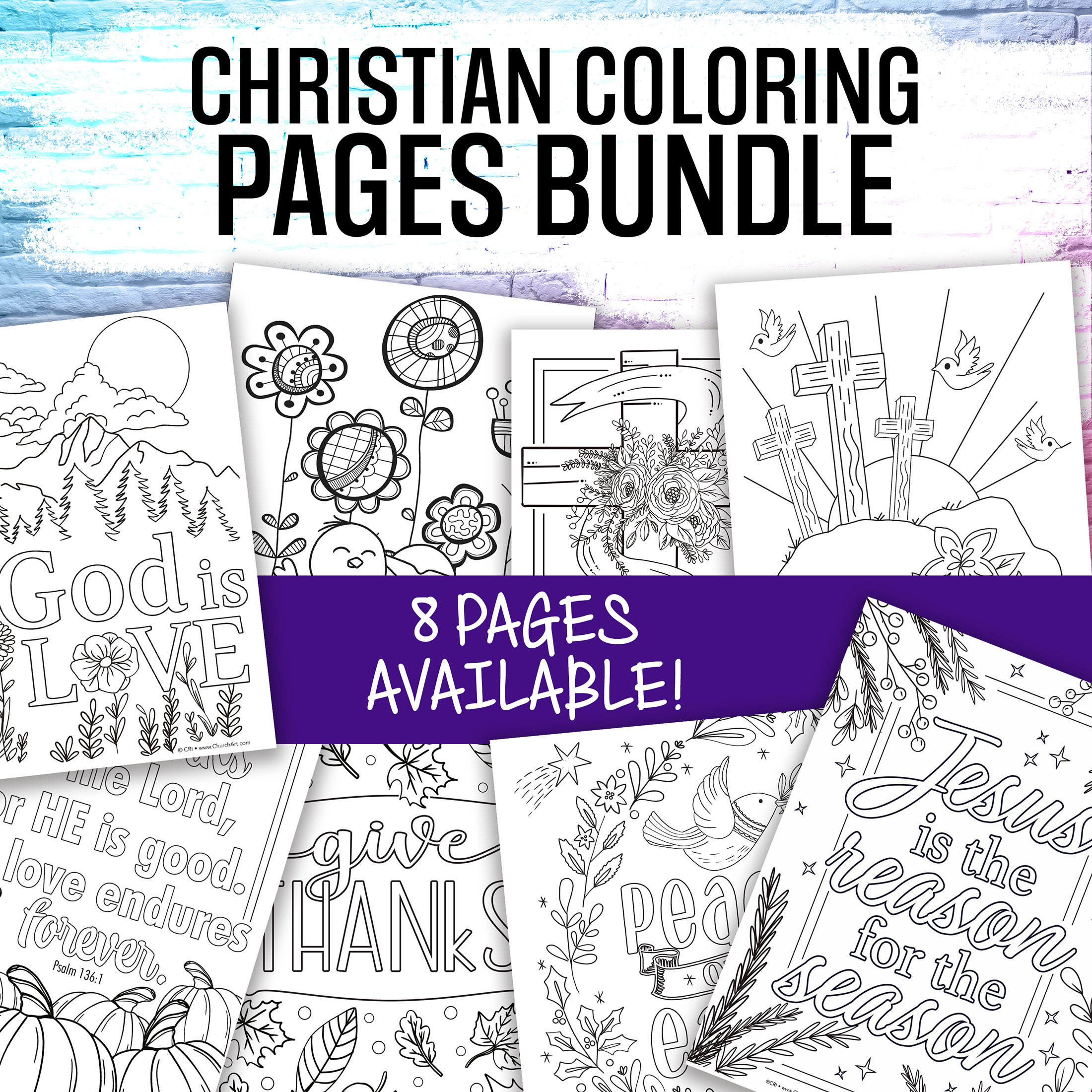Photo of 8 christian coloring pages