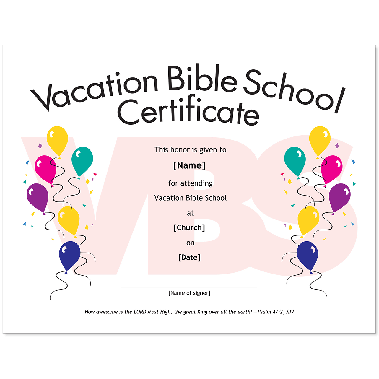 Vbs Attendance Certificate Clipart : VBS Certificate Template Free Pertaining To Vbs Certificate Template