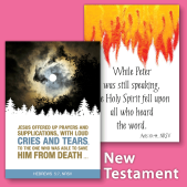 2 illustrated church bulletin covers with New Testament bible verses