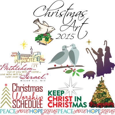 Christmas Art Collection 1 Logo and 6 sample Christmas clipart images