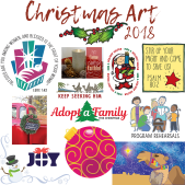 Christmas Art Logo with example Christmas clipart images
