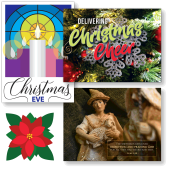 Collage of different Christmas Art clipart images for Christmas Eve
