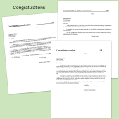 Pastoral letters of congratulation examples printed and placed on a green background