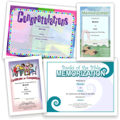 4 example church certificate designs for kids from Essential Church Certificates Children's Edition