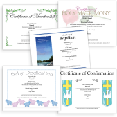 5 example church certificate designs from Essential Church Certificates