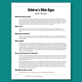 Baby sign elements for teaching young children about the Bible and Bible stories