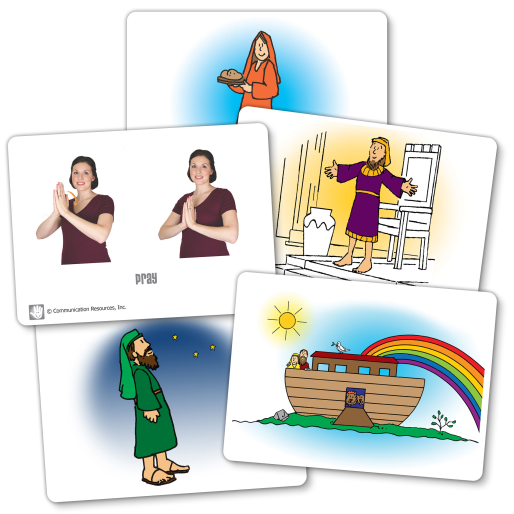 Flashcards to aid in learning Baby signs in teaching young children Bible stories