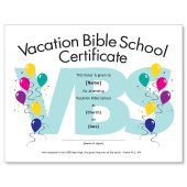 Vacation Bible School Certificate Template