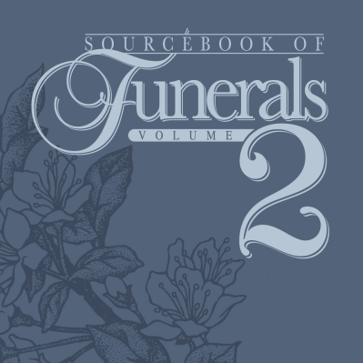 Sourcebook of Funerals Volume 2 logo on navy background with flowers