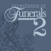 Sourcebook of Funerals Volume 2 logo on navy background with flowers
