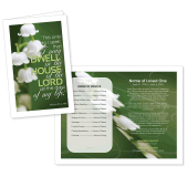 Funeral Program with photo of Lillies of the Valley on the design