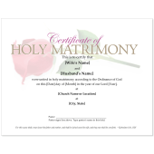 Holy matrimony certificate template