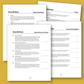 Benedictions example pages printed and placed on mustard yellow background