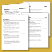 Invocation example pages printed and placed on mustard yellow background