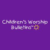 Children's Worship Bulletins logo in white on a purple background