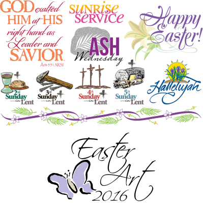 Photo Collage of Easter themed clipart and images designed for your church publications.