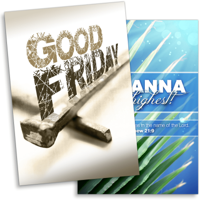 Church-specific Easter Bulletin Cover art collection featuring clipart and graphics for Holy Week