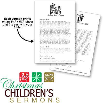Photo of 2 sample Children's Sermons pages 