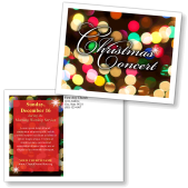 Christmas Concert Postcard template design featuring photo of Christmas lights
