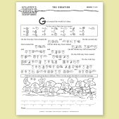Photo of an activity sheet for Genesis on tan background