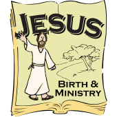 Illustrated Logo of Jesus waving with the product title