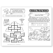 Photo of Children's Worship Bulletin front and back in black and white