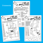 3 examples of crossword Bible Puzzles printed out