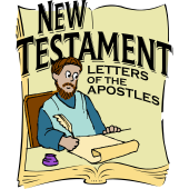 Clipart image of Paul writing a letter with caption New Testament Letters of the Apostles