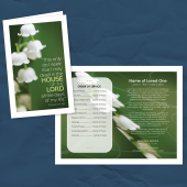 Funeral Program with photo of Lillies of the Valley on the design