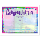 Example Achievement Church Certificate for Kids with Tie-die background design