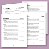 Example Church Service Invocations printed on a piece of paper on a purple background