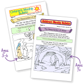 Children's Worship Bulletin examples for Easter in full color