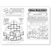 Photo of Children's Worship Bulletin front and back in black and white