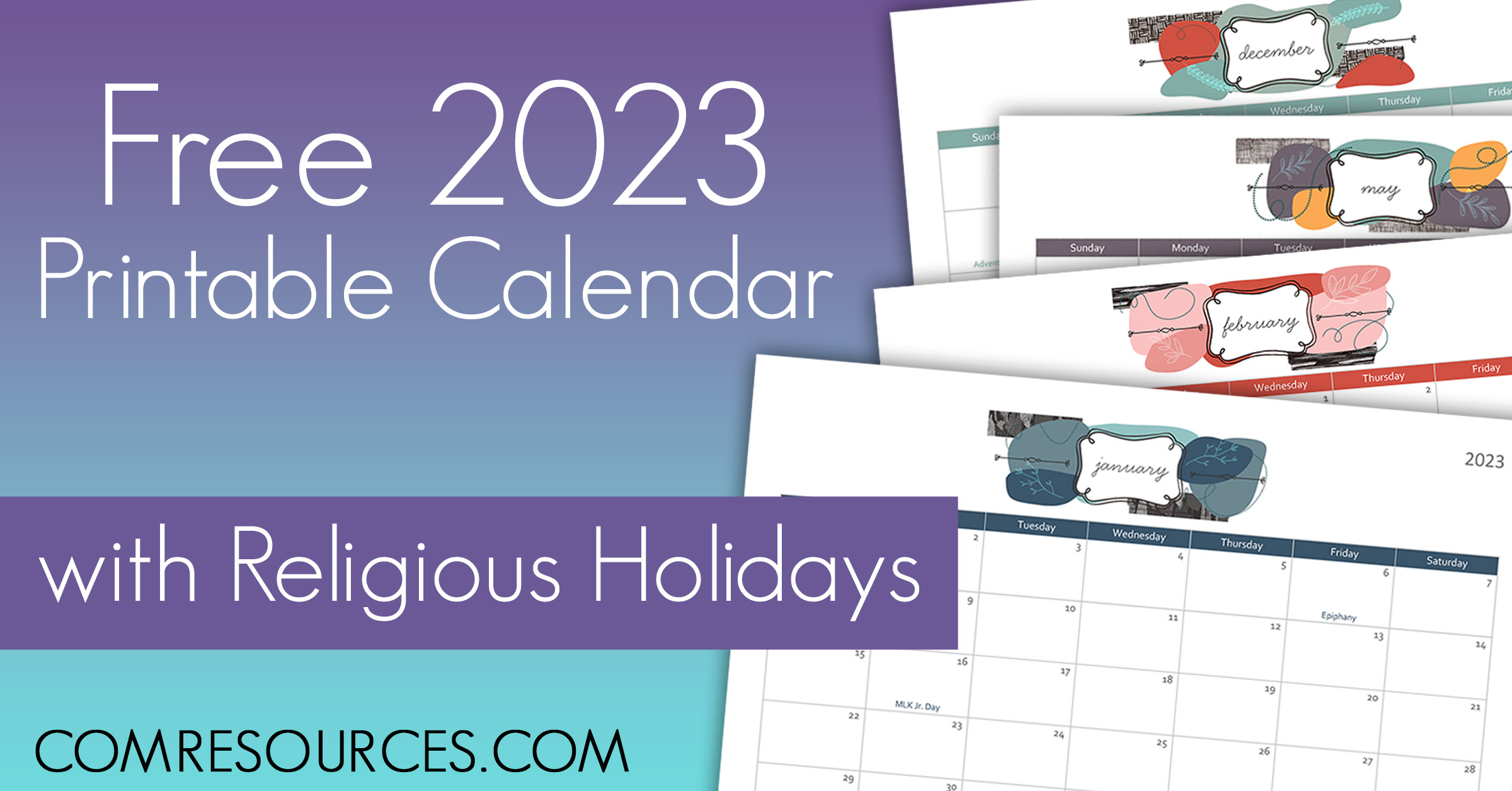 Free Printable 2023 Calendar ComResources Freebies