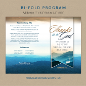 Thanks Be to God themed memorial service program template outside cover design