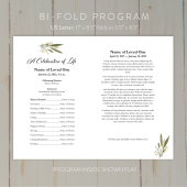 Woodland themed memorial service program template inside design