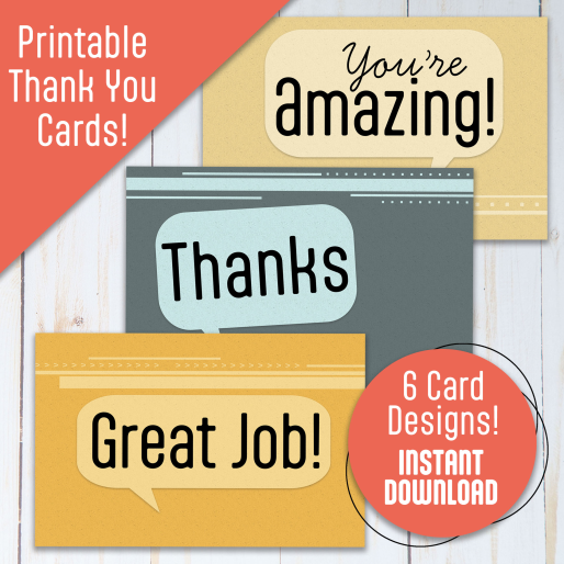 Printable Thank You Cards Set example image