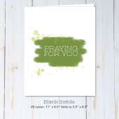 Praying for you card with green design